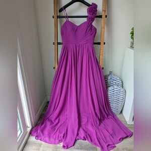 Poly USA Women's Purple Maxi Dress with Floral Strap Application - Size M